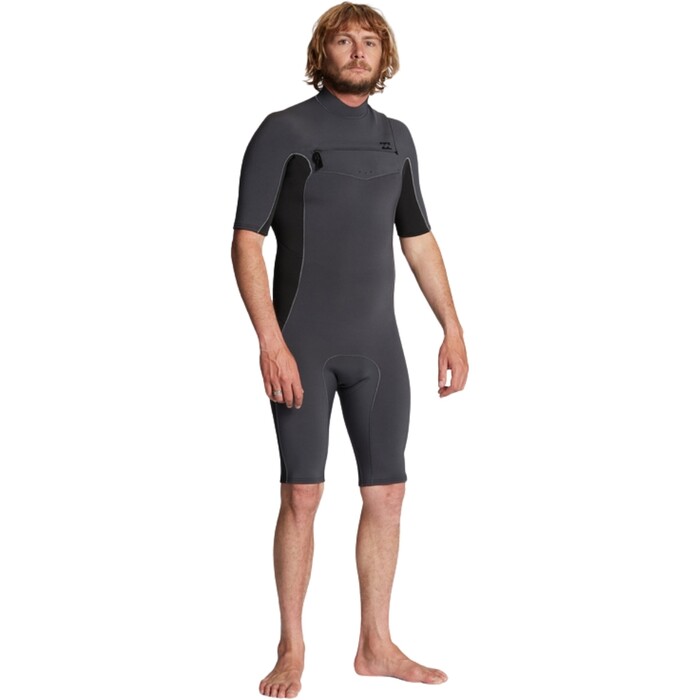 2024 Billabong Mens Absolute 2mm Flatlock Chest Zip Shorty Wetsuit ABYW500118 - Grey